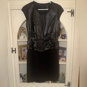 Laundry By Shelli Segal Black Dress with Leather Detail 4 NWT
